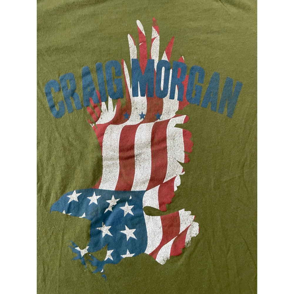 Bella+Canvas Mens Medium T-Shirt Olive Green Craig Morgan American Flag Eagle